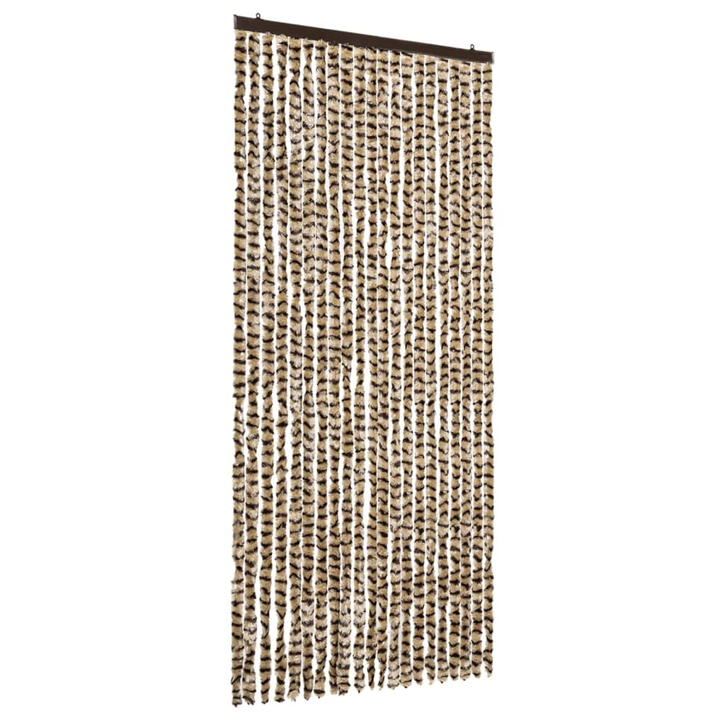 Cortina anti-insetos 90x220 cm chenille bege e castanho