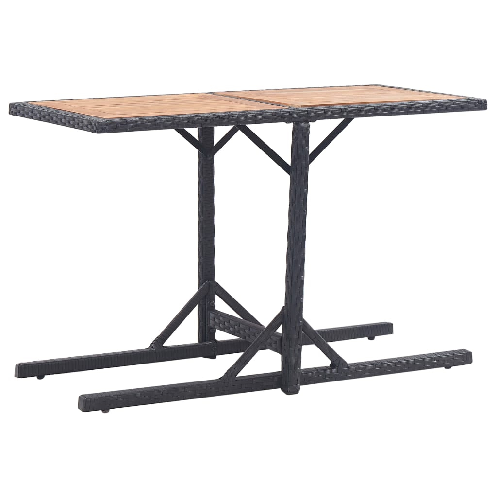 Mesa de jardim madeira de acácia maciça e vime pe preto