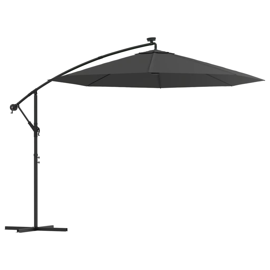 vidaXL sombrilla voladiza con luces LED y poste acero antracita 300 cm