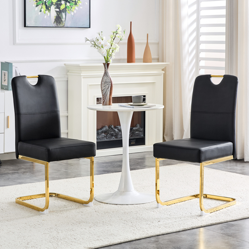 Cadeira de jantar em pu preto design ergonómico e fácil limpeza