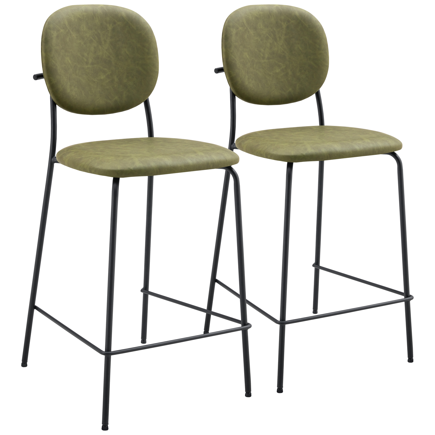 Conjunto de 2 bancos de bar em imitação de verde edmond
