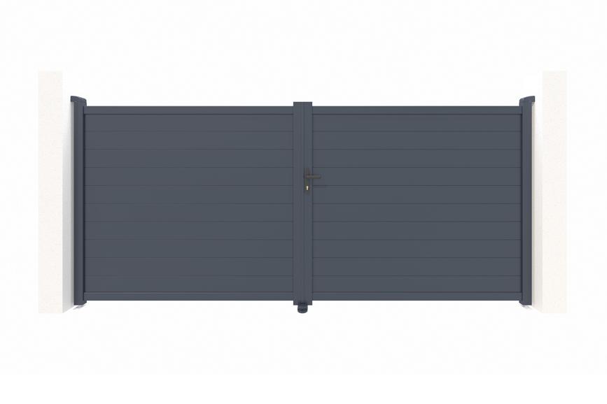 Portão giratório ajustável eiger h.180cm em alumínio cinza, 3m de largura