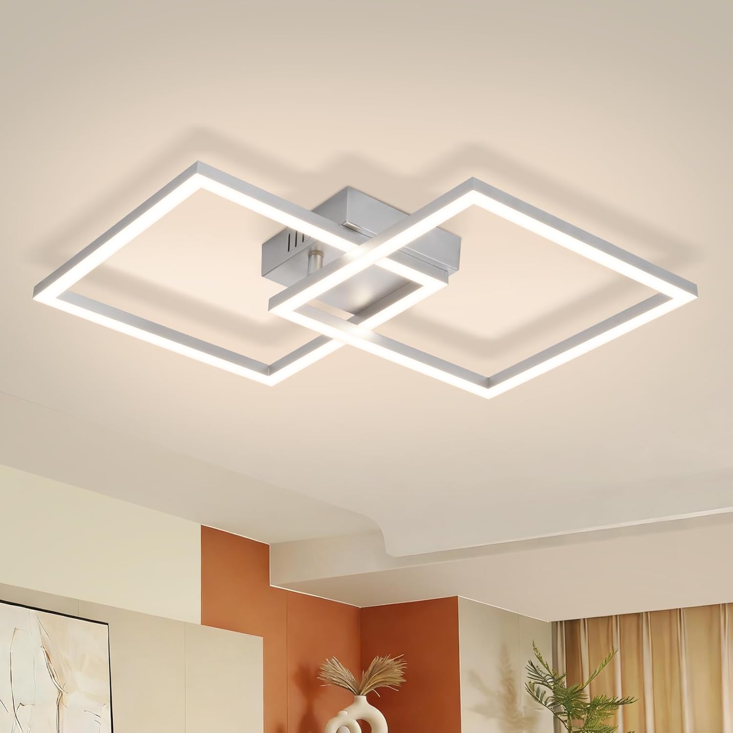 Nettlife plafon LED redondo 24w prateado moderno 4000k neutra