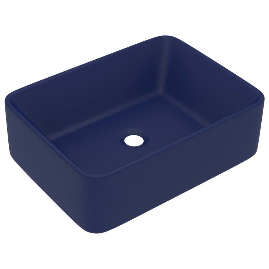 Lavatório luxuoso 41x30x12 cm cerâmica azul-escuro mate