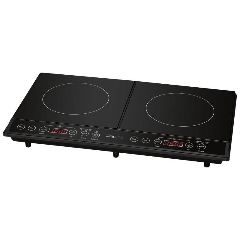Placa de indução portátil dupla, 10 níveis de clatronic dki 3609 preto 3500