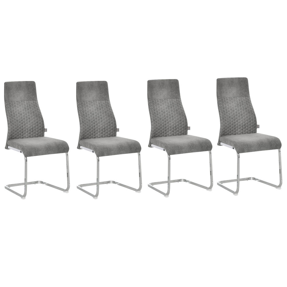 Conjunto de 4 cadeiras de sala de jantar poliéster, espuma e metal