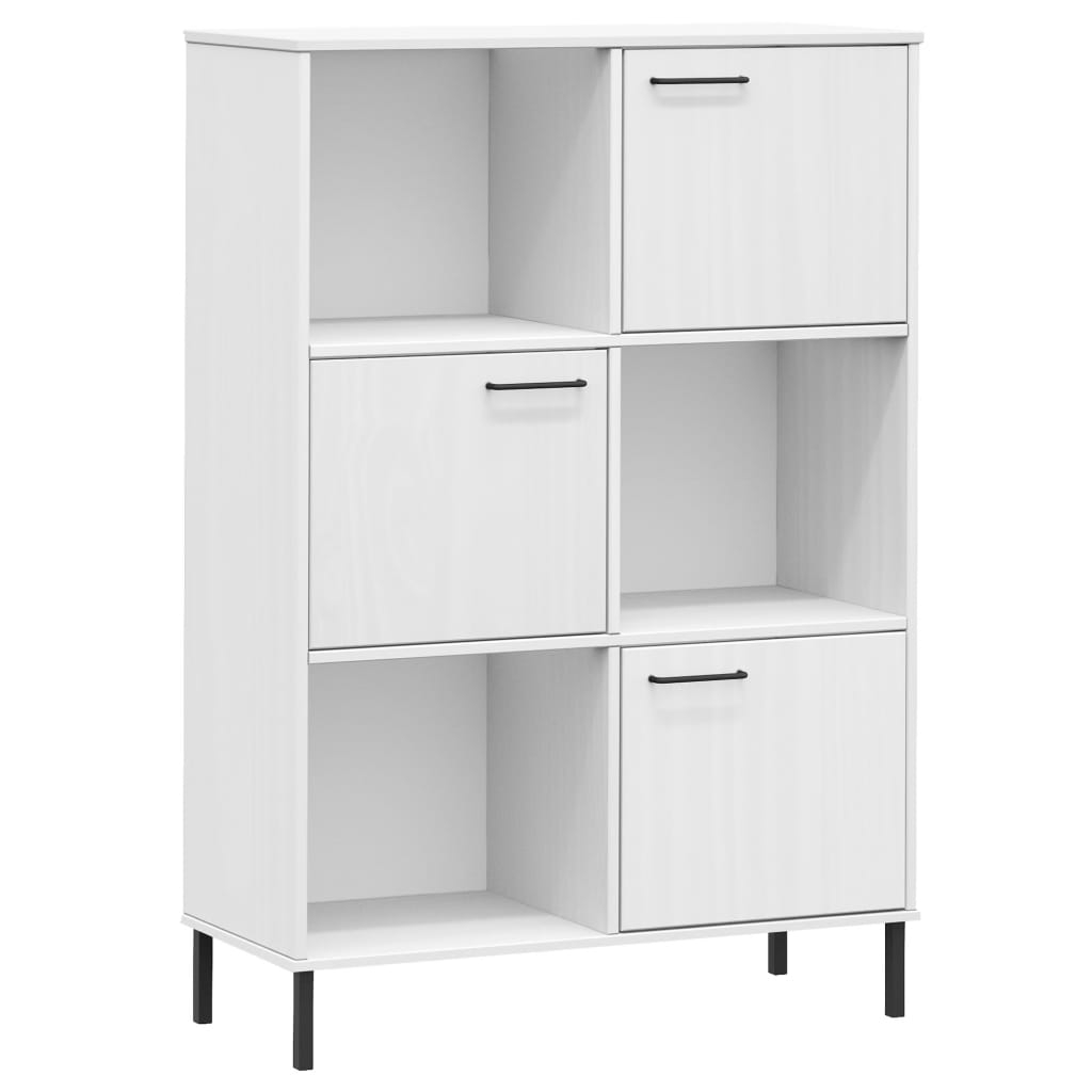vidaXL librería patas de metal oslo madera maciza blanco 90x35x128,5cm
