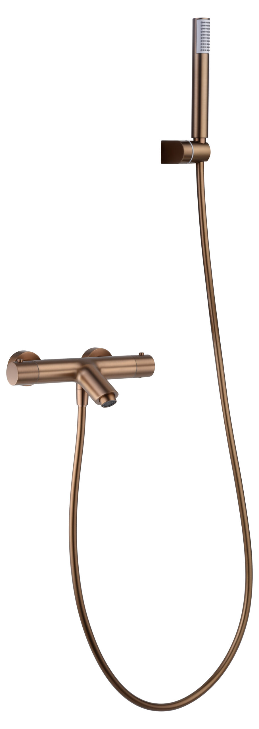 Misturador termostático banheira-duche ouro rosa em aço e latão