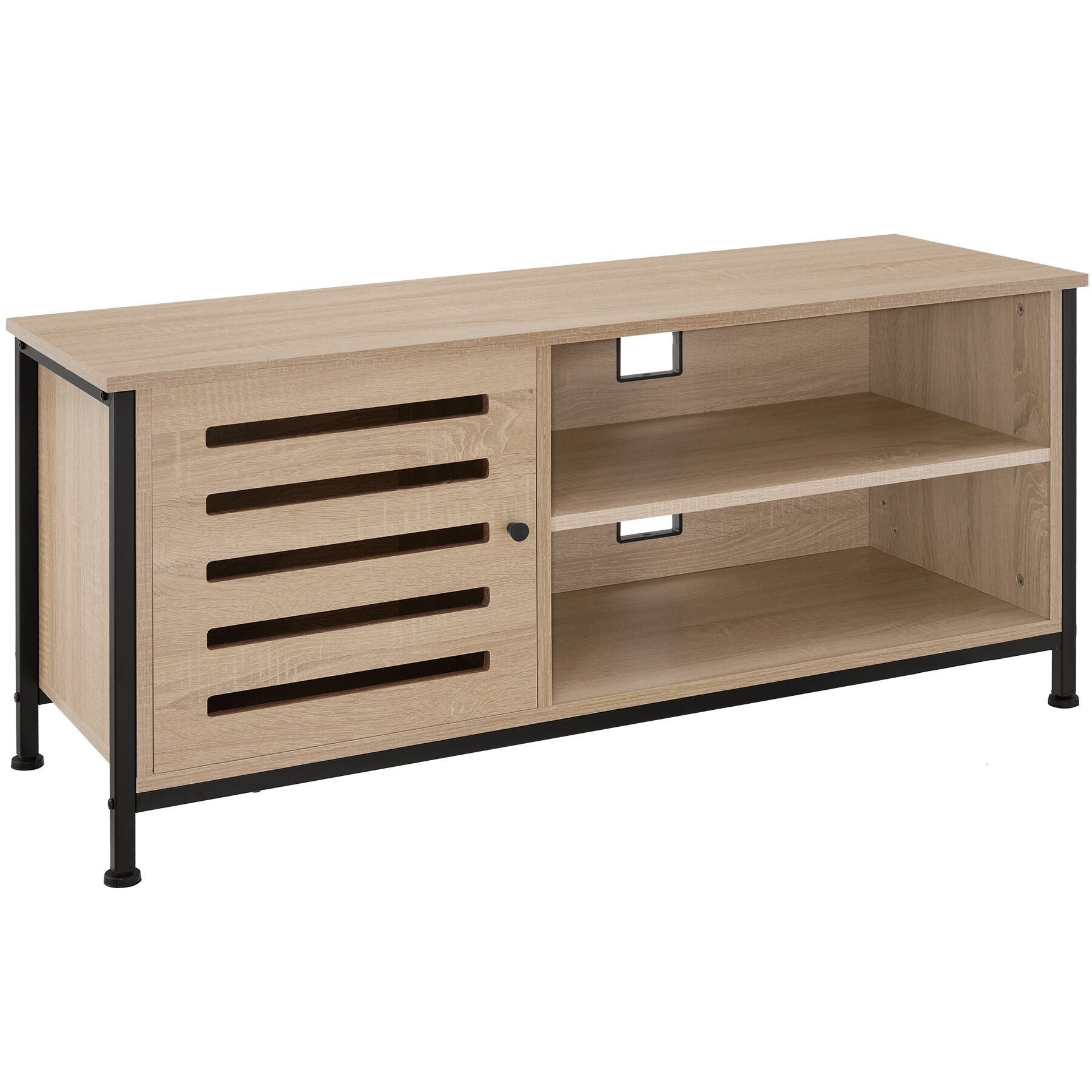 Mueble bajo para televisor 110x41,5x50,5cm, madeira industrial clara
