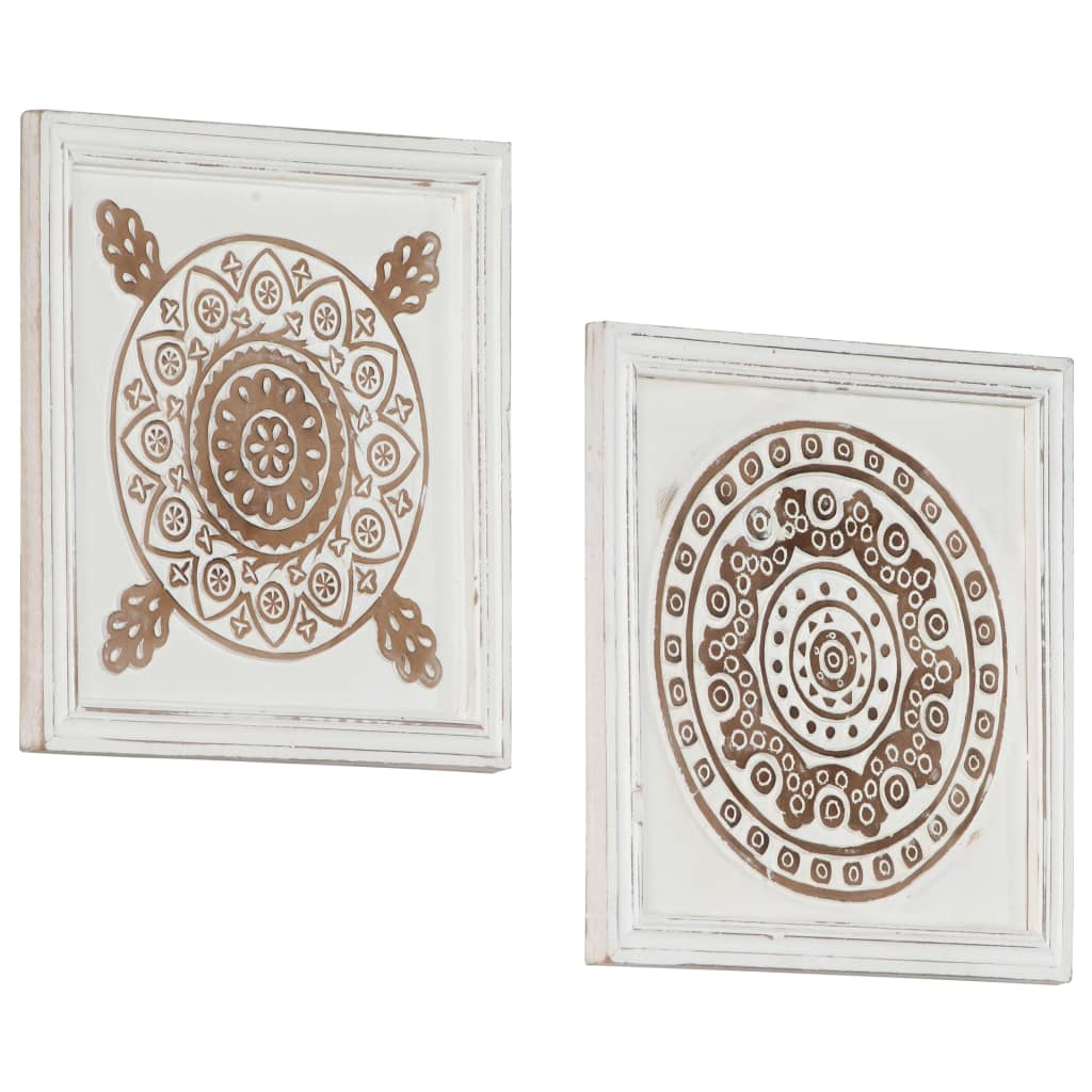 vidaXL paneles de pared tallados a mano 2 unidades mdf 40x40x1,5cm