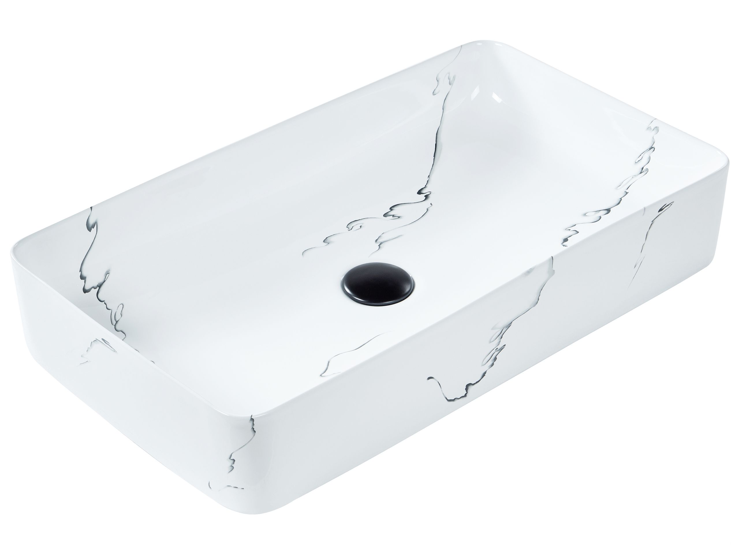Lavatório de bancada hopi 61 x 35 cm cerâmica mármore branco