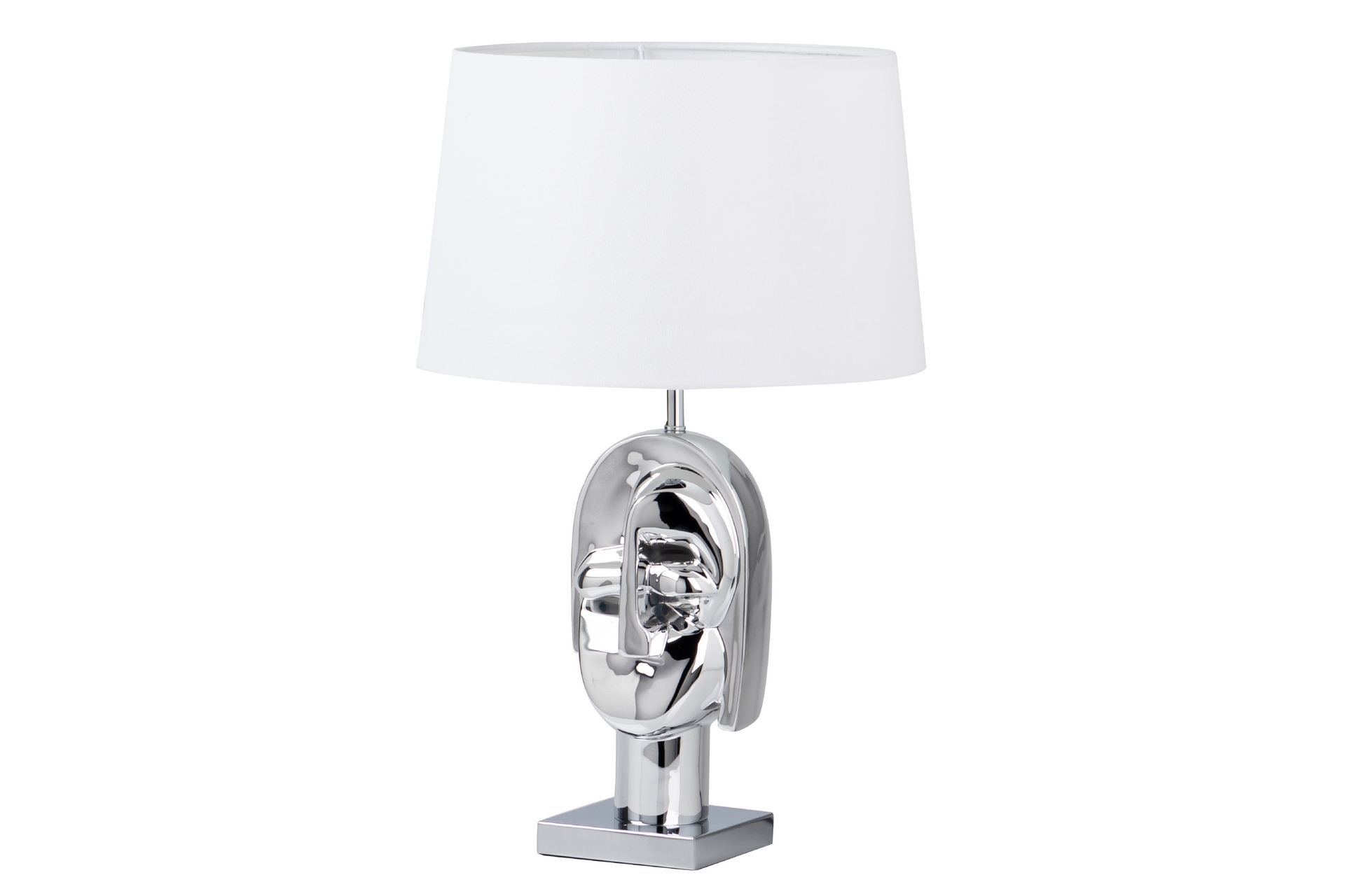 Alexandra candeeiro mesa resina/metal/textil plateado/branco 40x40x65 cm