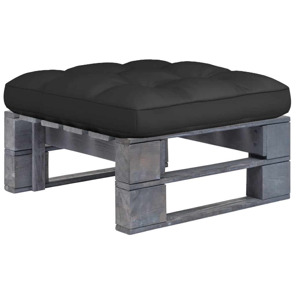 vidaXL otomana de jardín de palets madera de pino impregnada gris