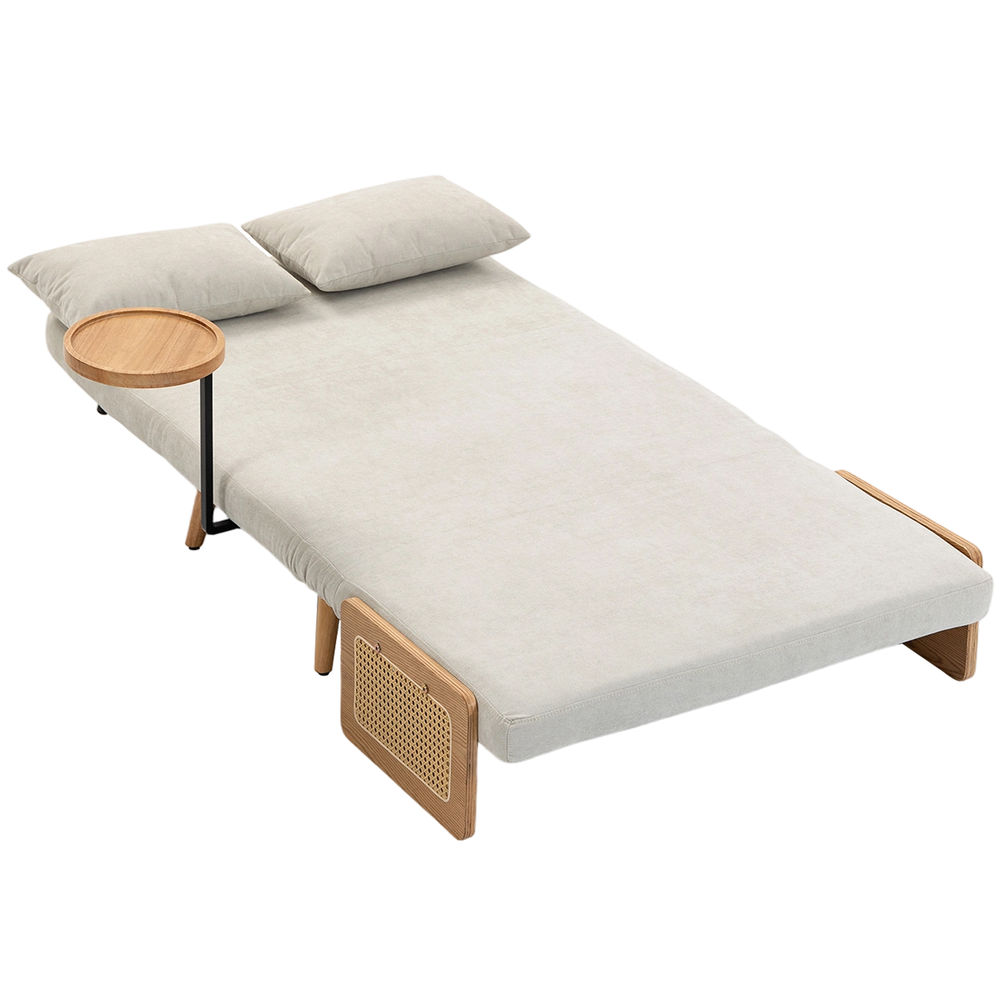 Sofá-cama 2 lugare 131x78x82 cm chenille color beige Homcom, casa - sófas