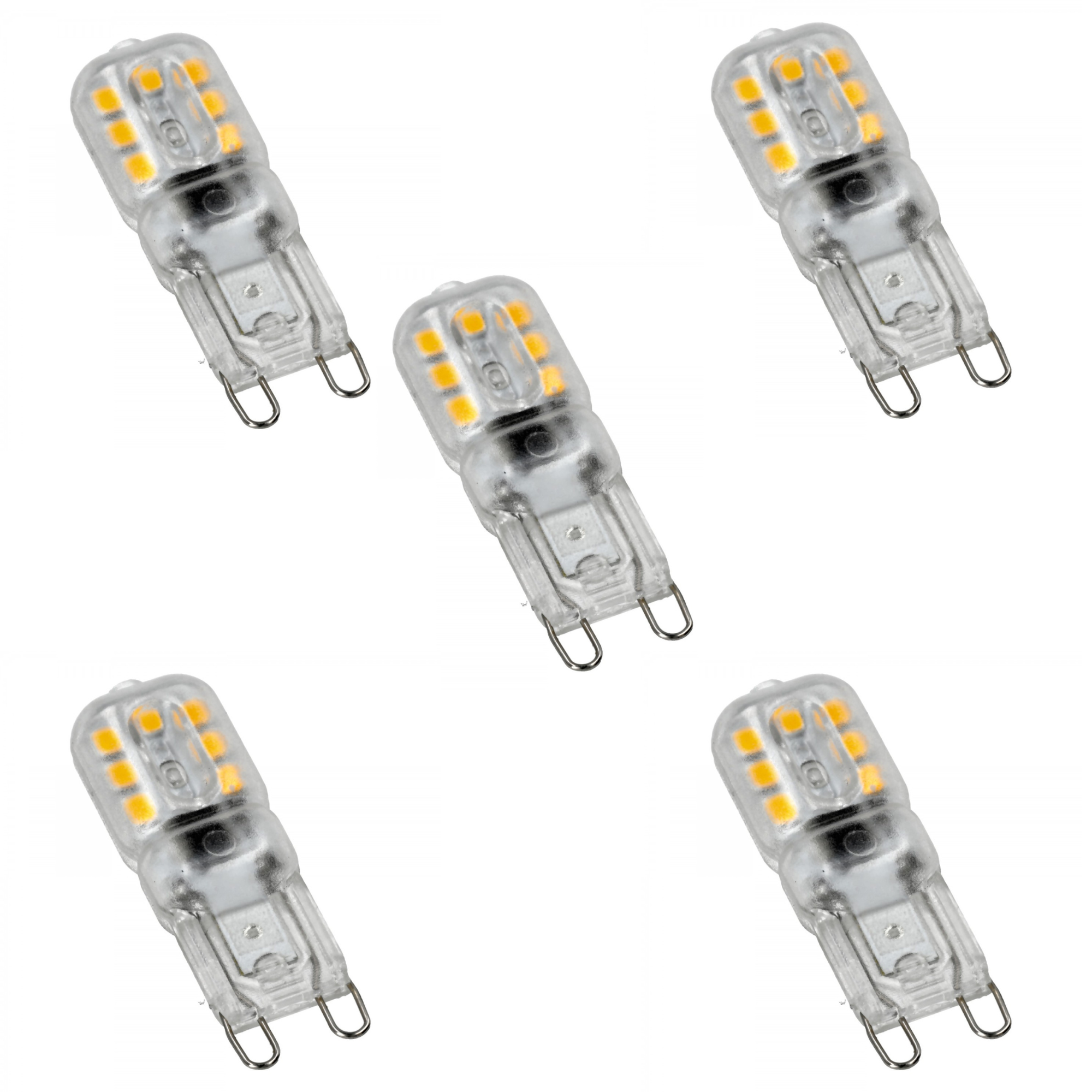 Blister 5x g9 lâmpada LED regulável 2.5w branco 3000k quente