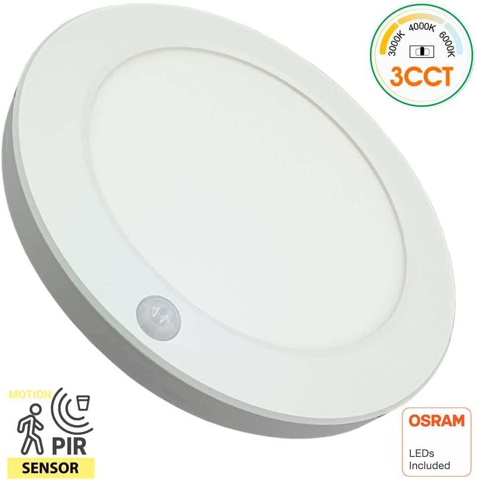 Plafond sensor de movimento circular 23cm, 18w, 3cct 3000k 4000k 6000k