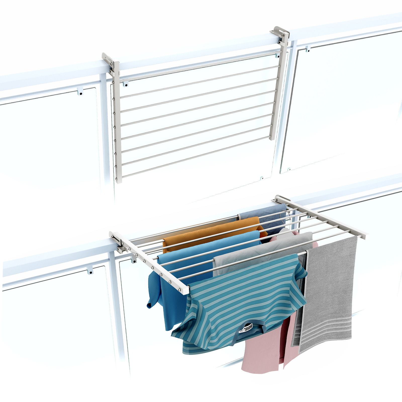 Estendal de varanda resistente 82 cm, foxydry duo branco