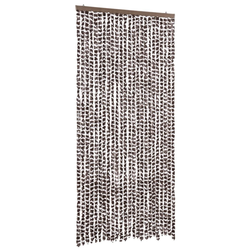Cortina anti-insetos 100x220 cm chenille castanho e branco