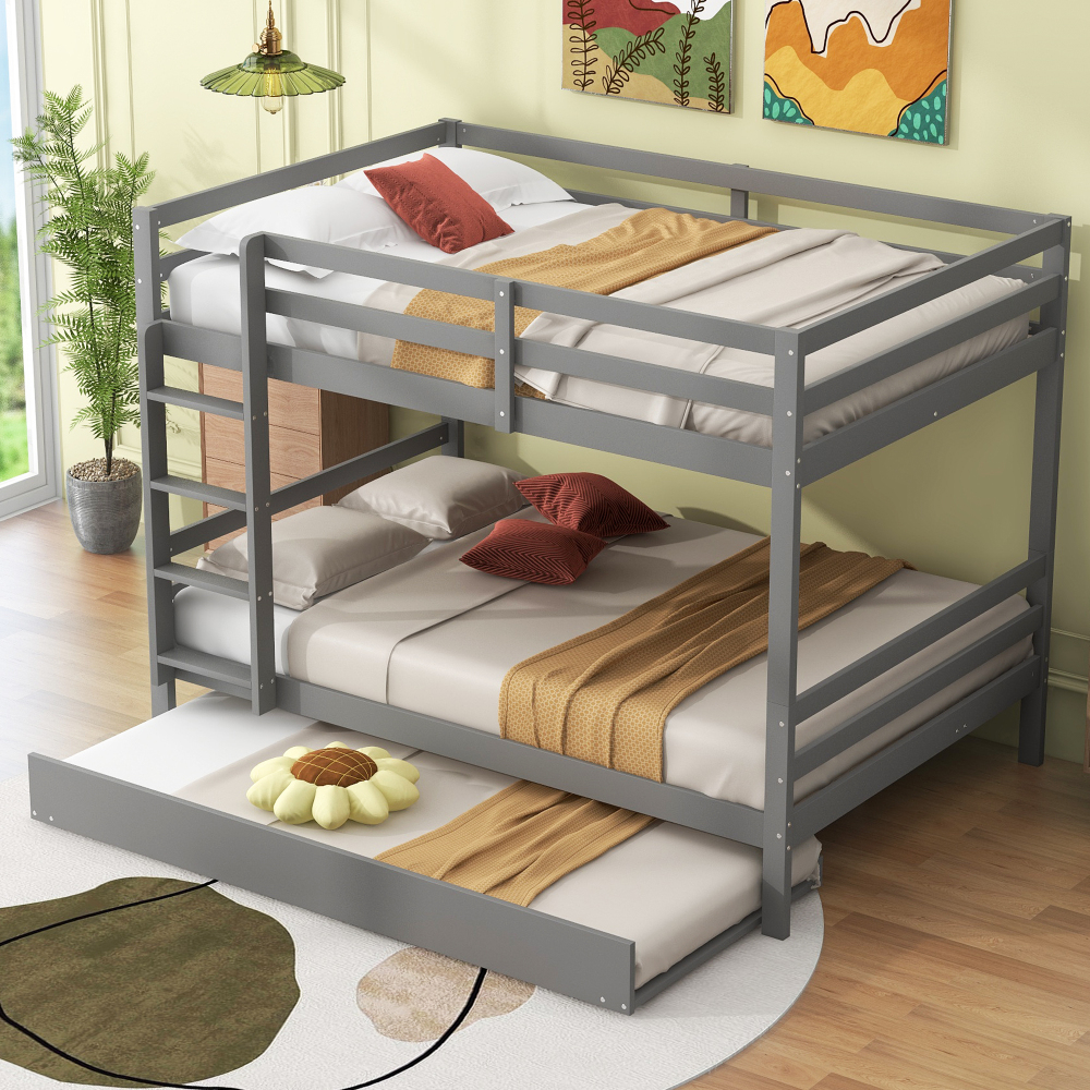 Beliche 140x200cm com cama auxiliar e escada madeira cinzento