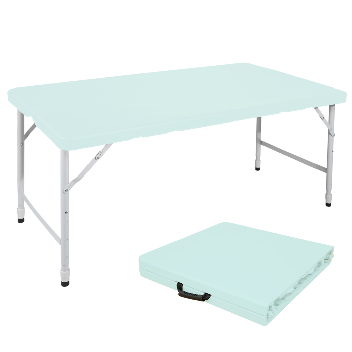 Mesa dobrável portátil reforçada azul 125cm regulável interior exterior