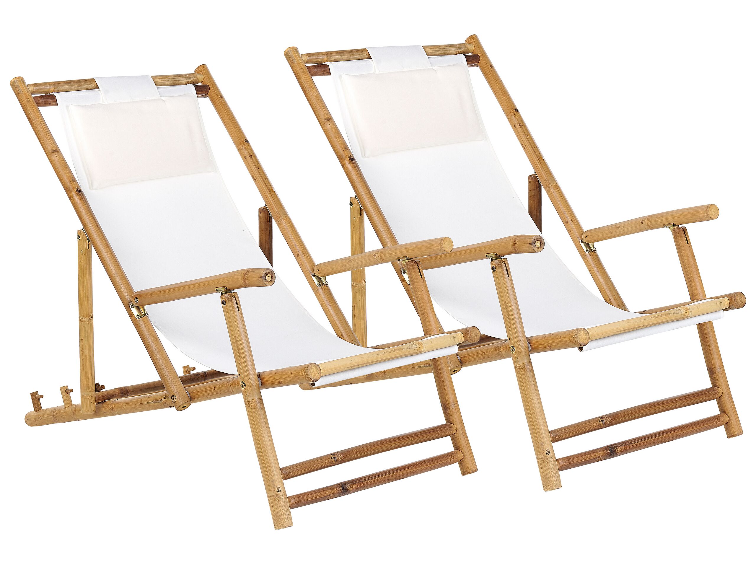 Conjunto de 2 cadeiras de praia dobráveis atrani bambu creme claro