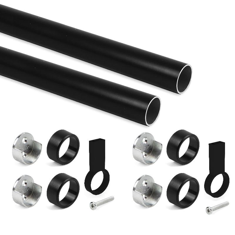 Emuca lote de 2 calhas redondas para armários d.28mm comprimento 0.75m
