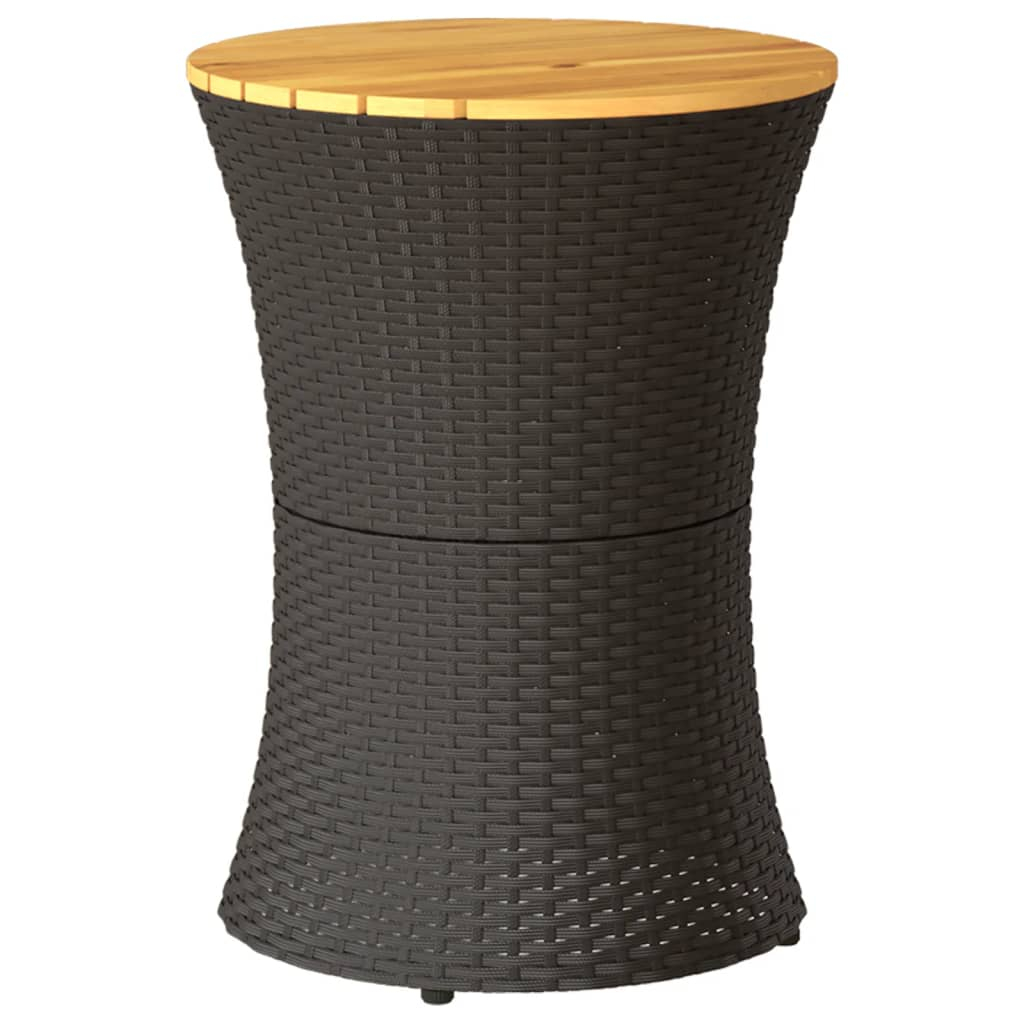 Mesa de apoio formato de djembé vime pe/madeira maciça preto