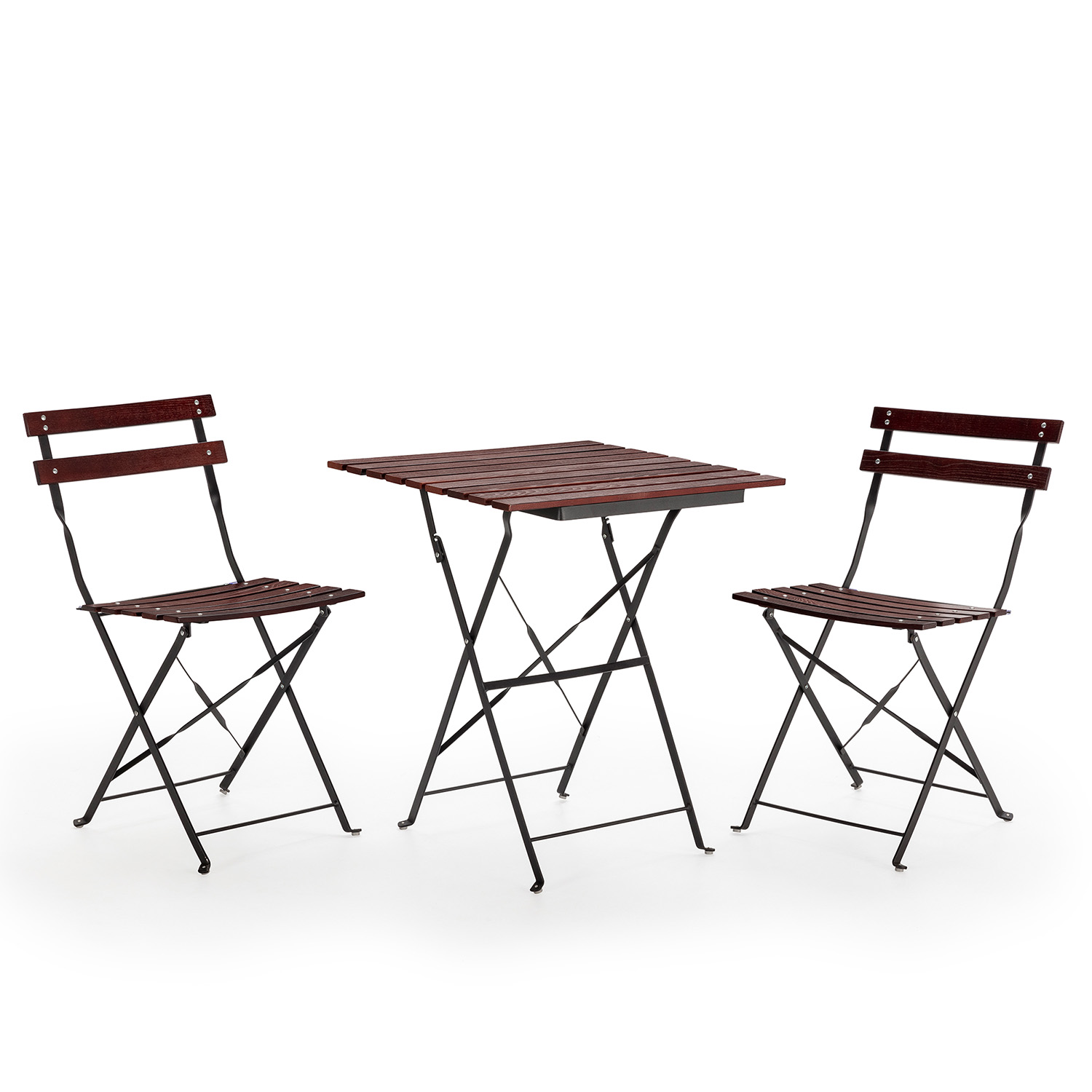 Conjunto bistrô de jardim agata de 3 peças preto, mesa e 2 cadeiras
