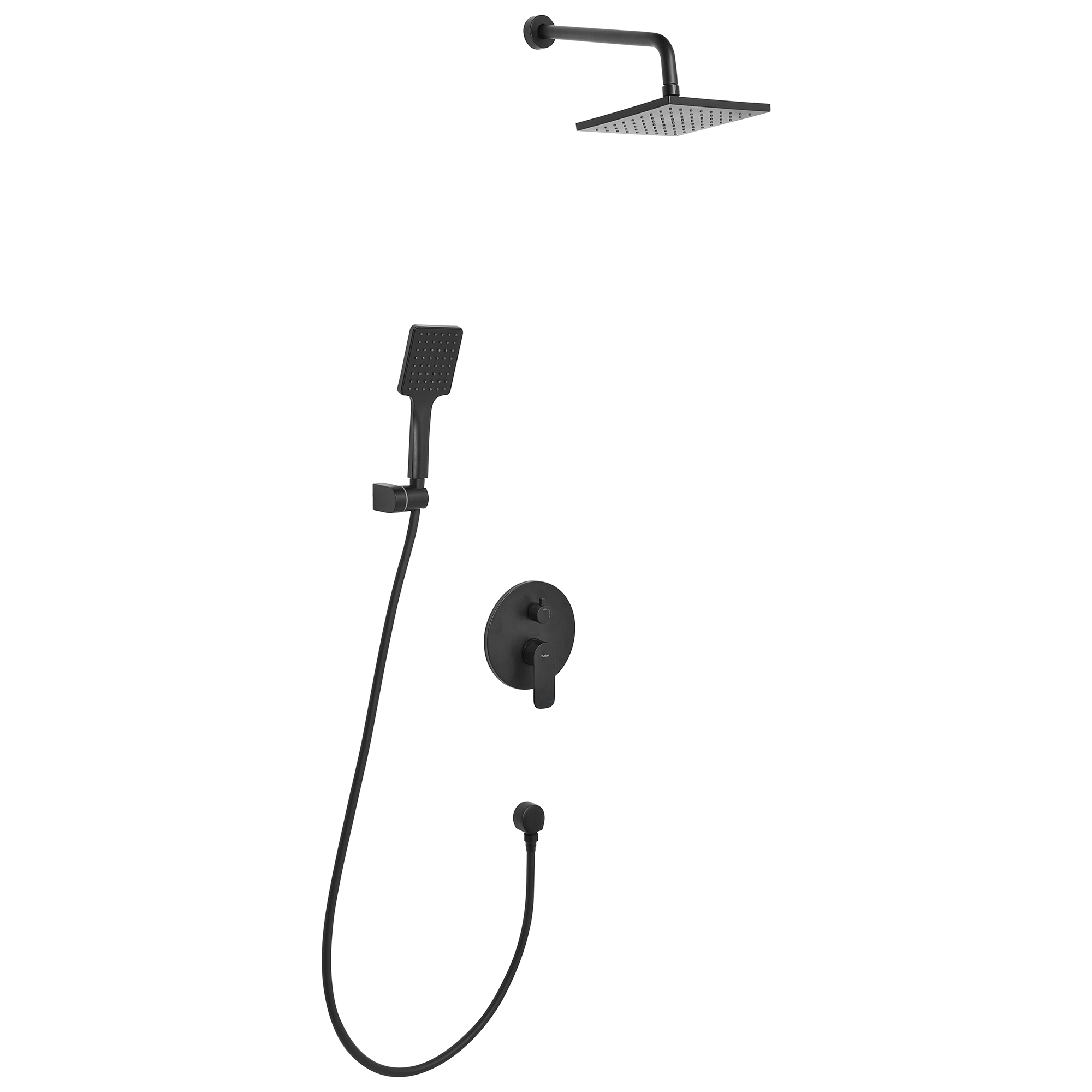Conjunto de duche embutido com chuveiro de efeito chuva guaratuba preto