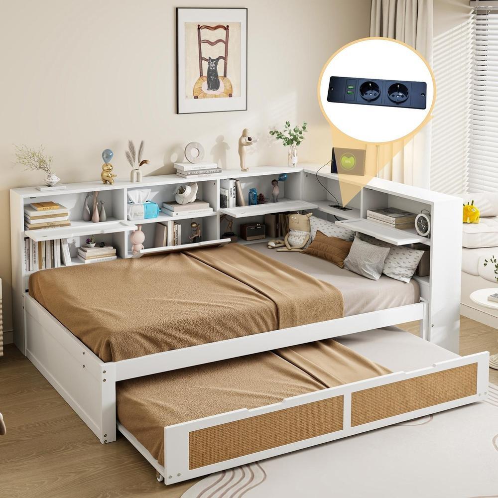 Sofá cama 140x200cm extensível 90x190 com arrumação branco