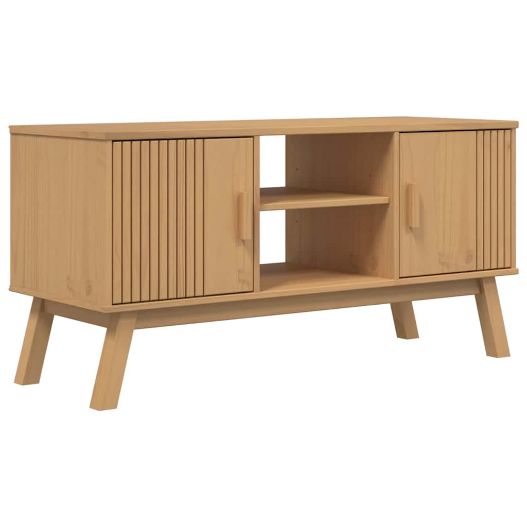 Meuble tv - olden - 114 x 43 x 57 cm - madeira de pinho maciça - estilo esc