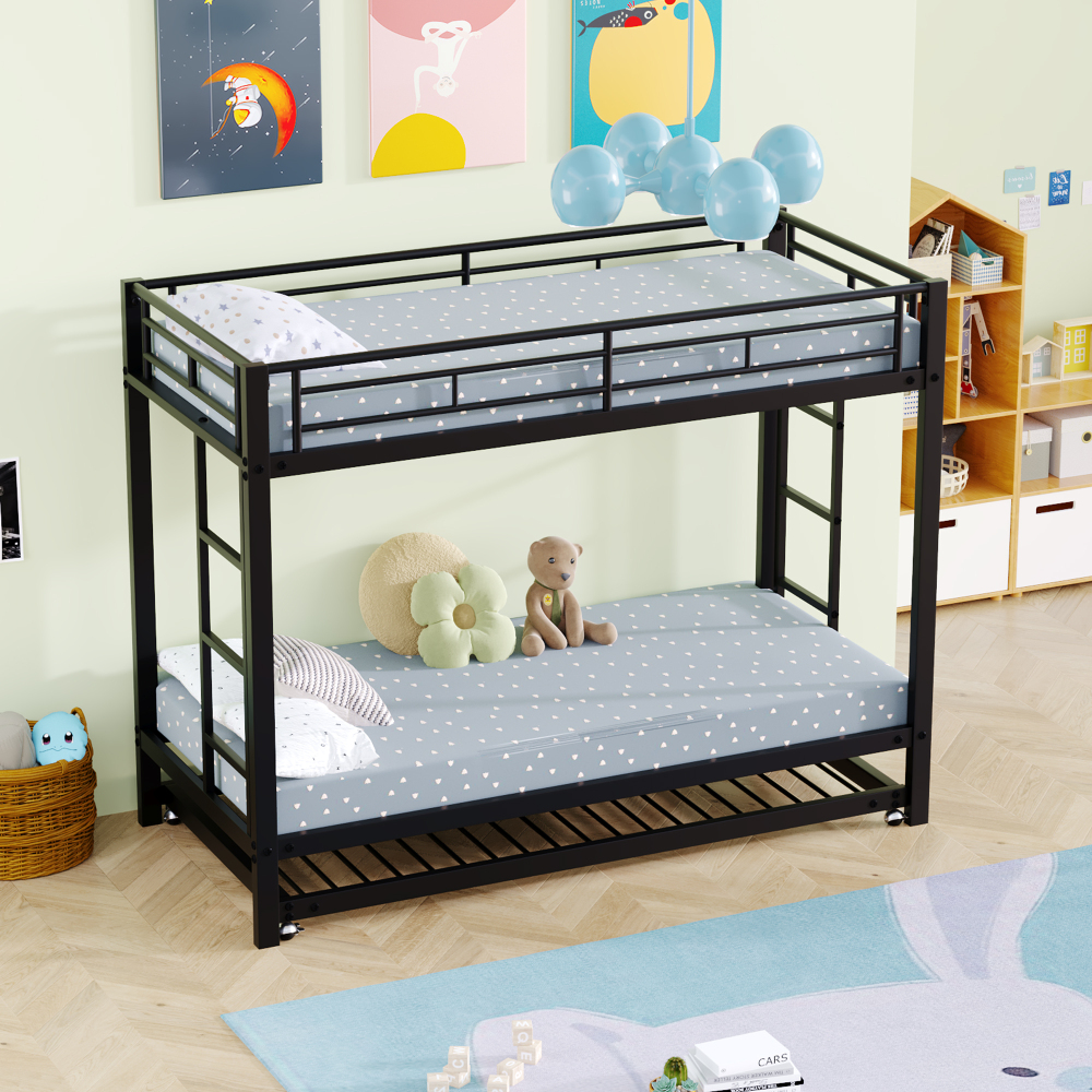 Beliche 90x200cm com cama auxiliar metal – preto