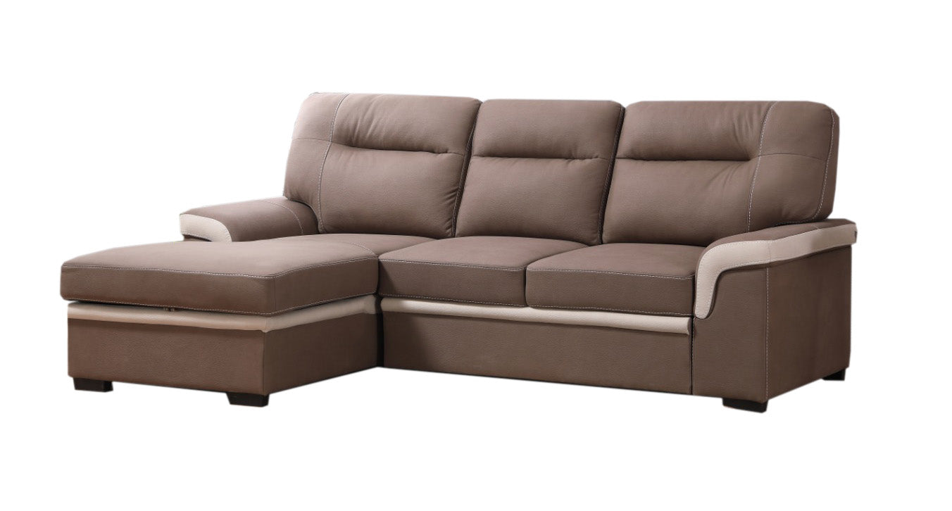 Sofá-camachaise longue old farrar 255cm bege, chaise esquerda