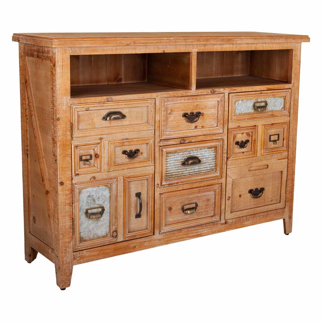 Aparador de madeira com 3 gavetas e 2 portas 120x36x90h cm