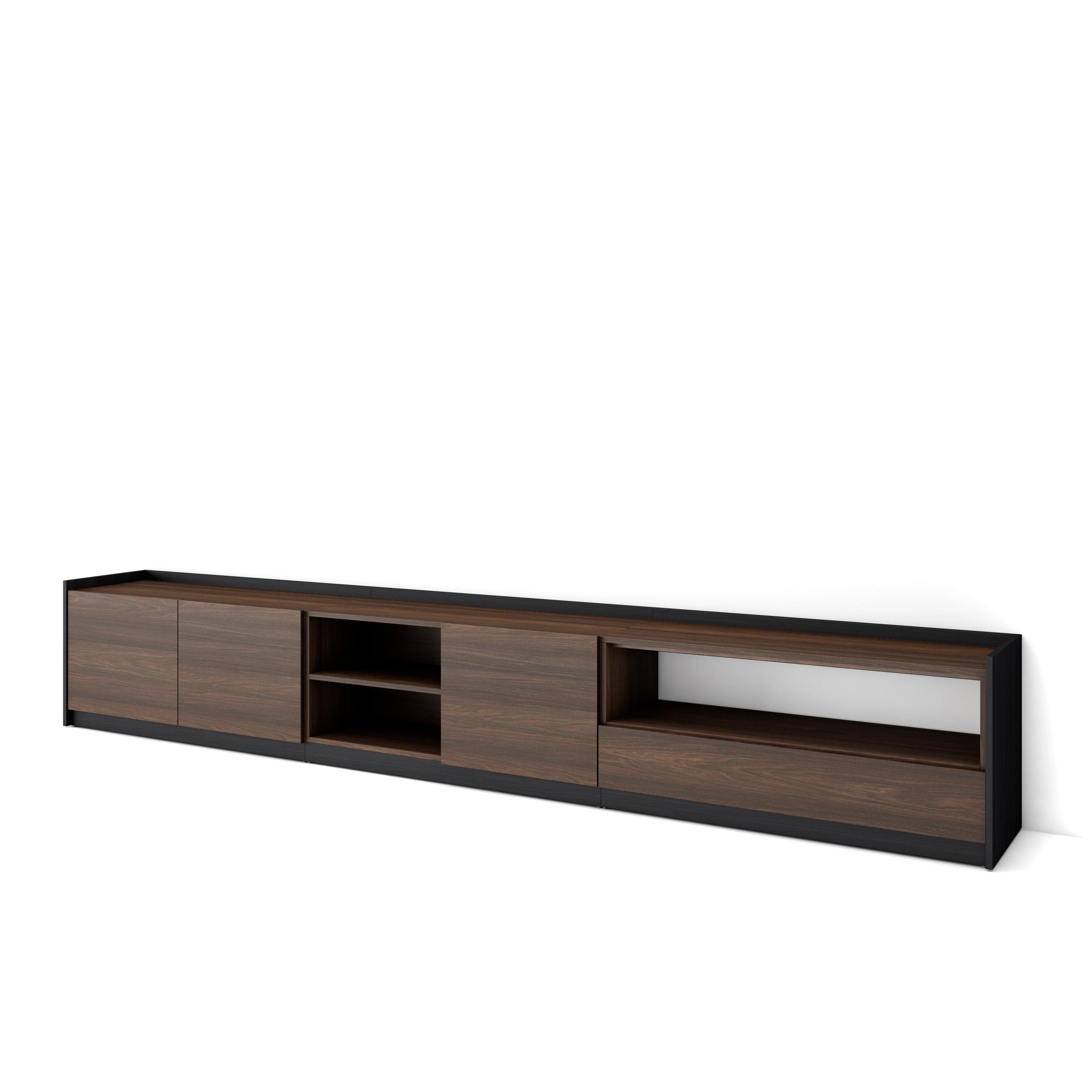 Móvel de tv, 310x37x50cm, carvalho escuro e preto rf4342