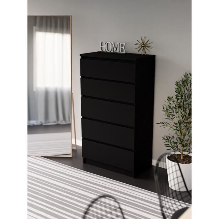 Outras marcas - cómoda 5 gavetas - preto - 70 cm