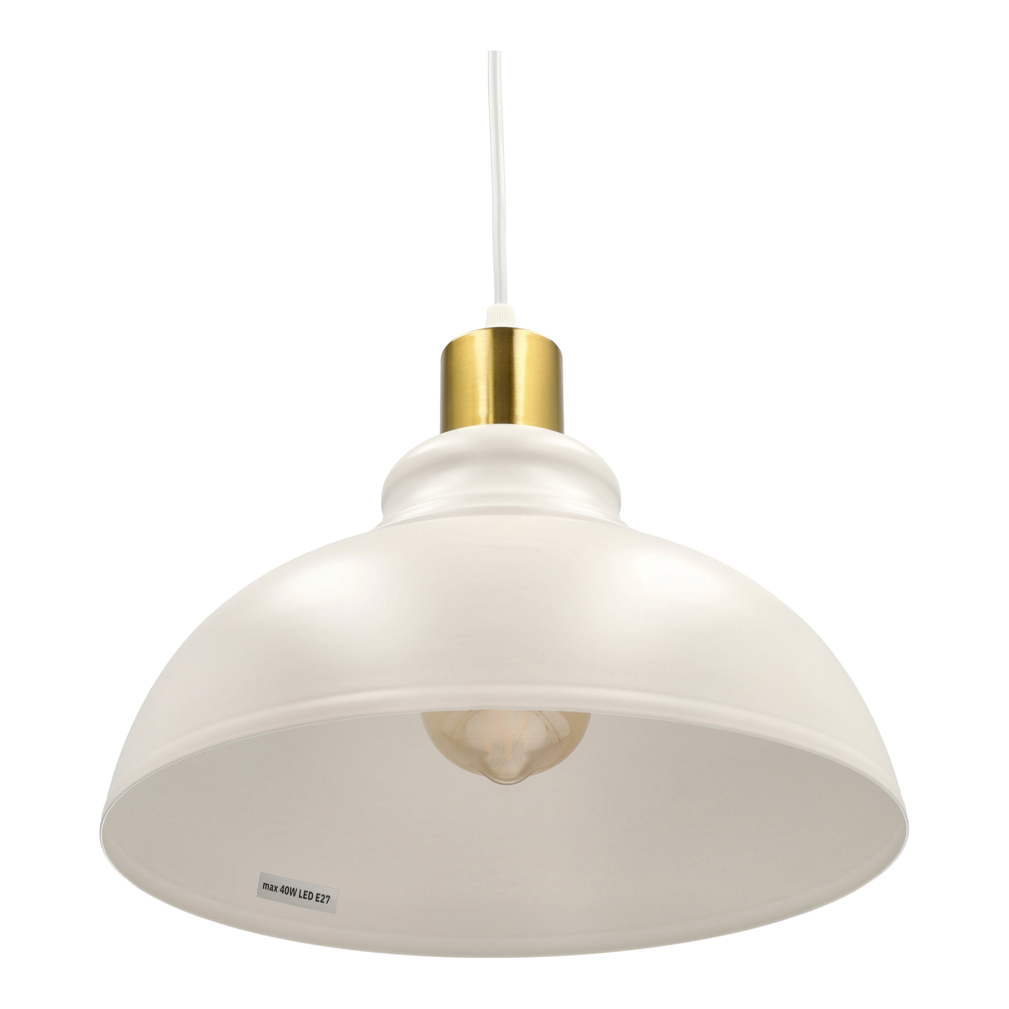 Lâmpada pendente de metal com diâmetro de 29 cm. E27. Cor branco