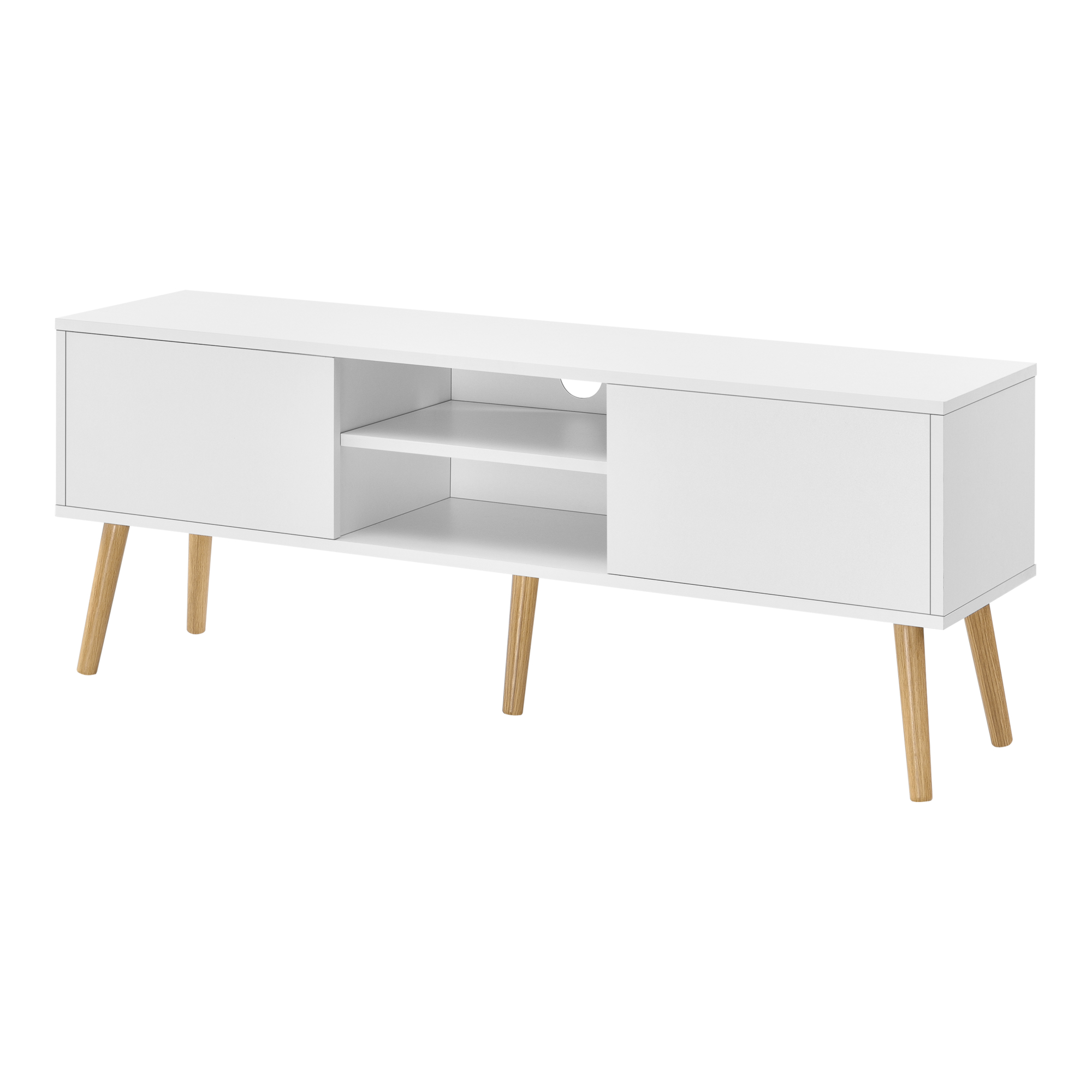 Mesa tv eskilstuna com 2 portas 2 prateleiras 120x30x47cm branco [en.casa]
