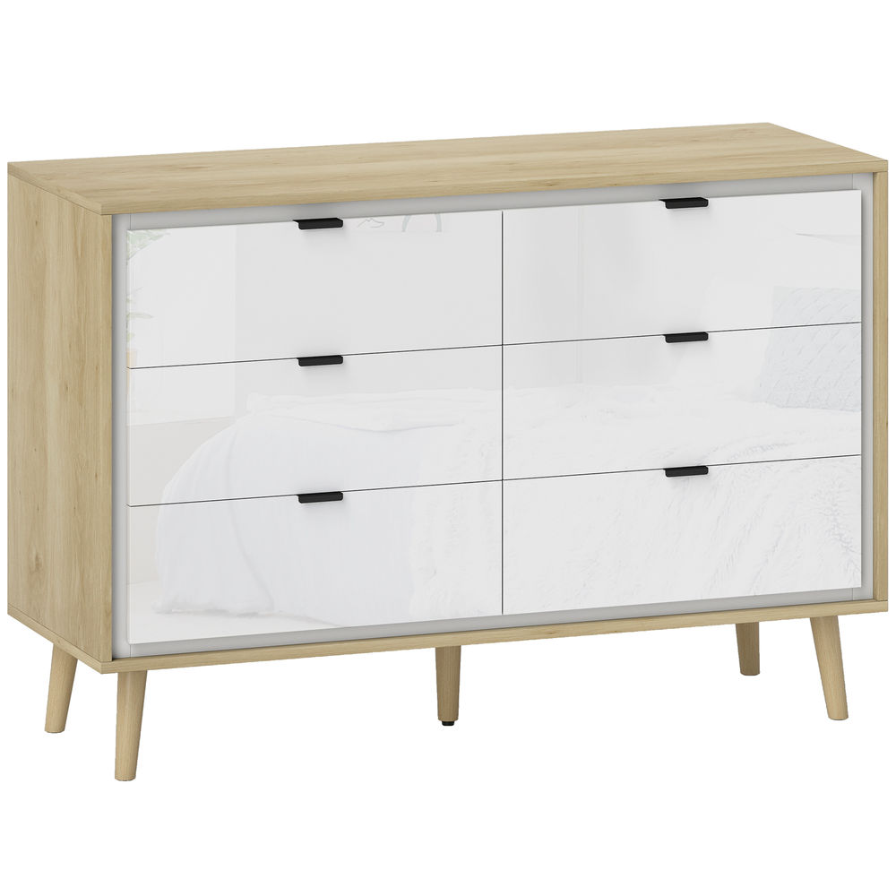 Cómoda com 6 gaveta 110x40x75 cm color blanco Homcom