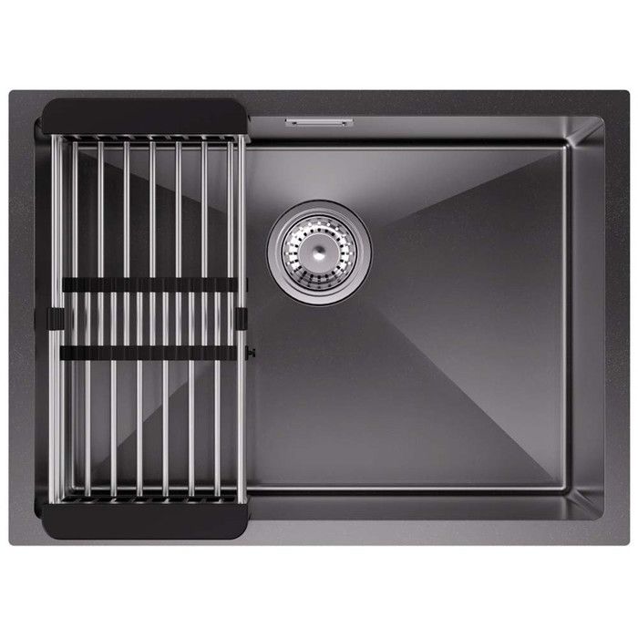 Pia de cozinha - cecipa max - 60x44cm - inox - cinza escuro - cesto escorre