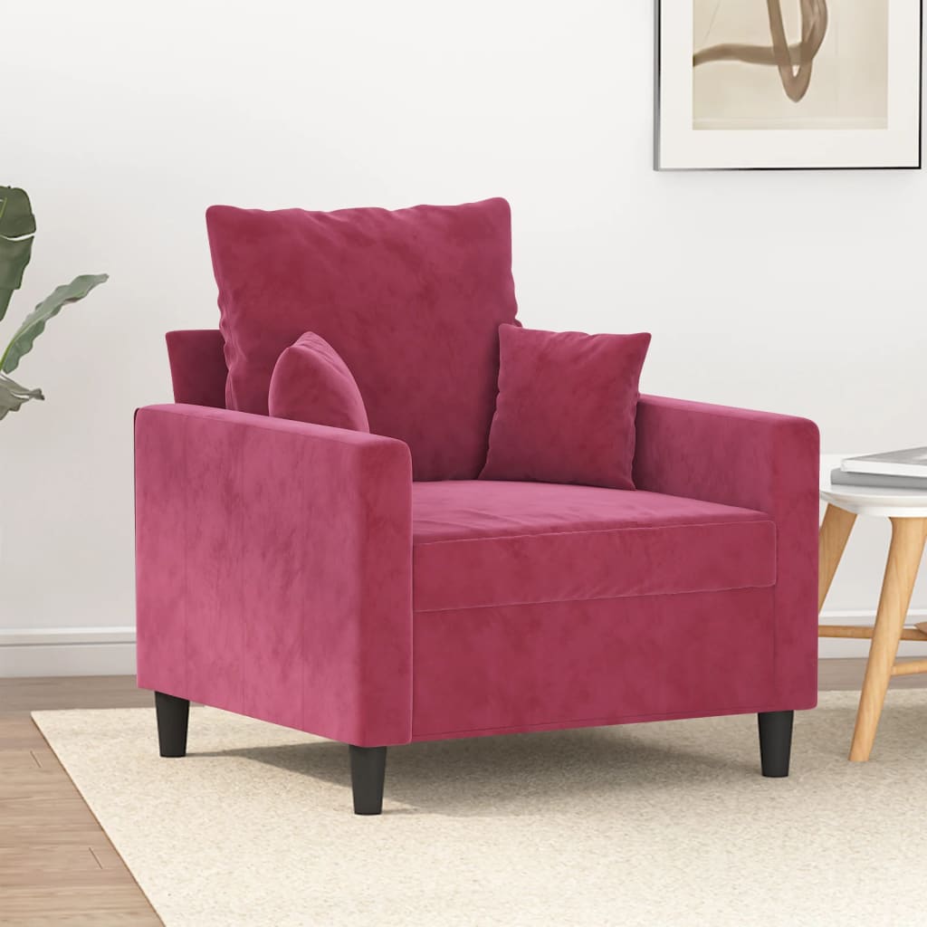 Poltrona 60 cm veludo vermelho-tinto ewg2506