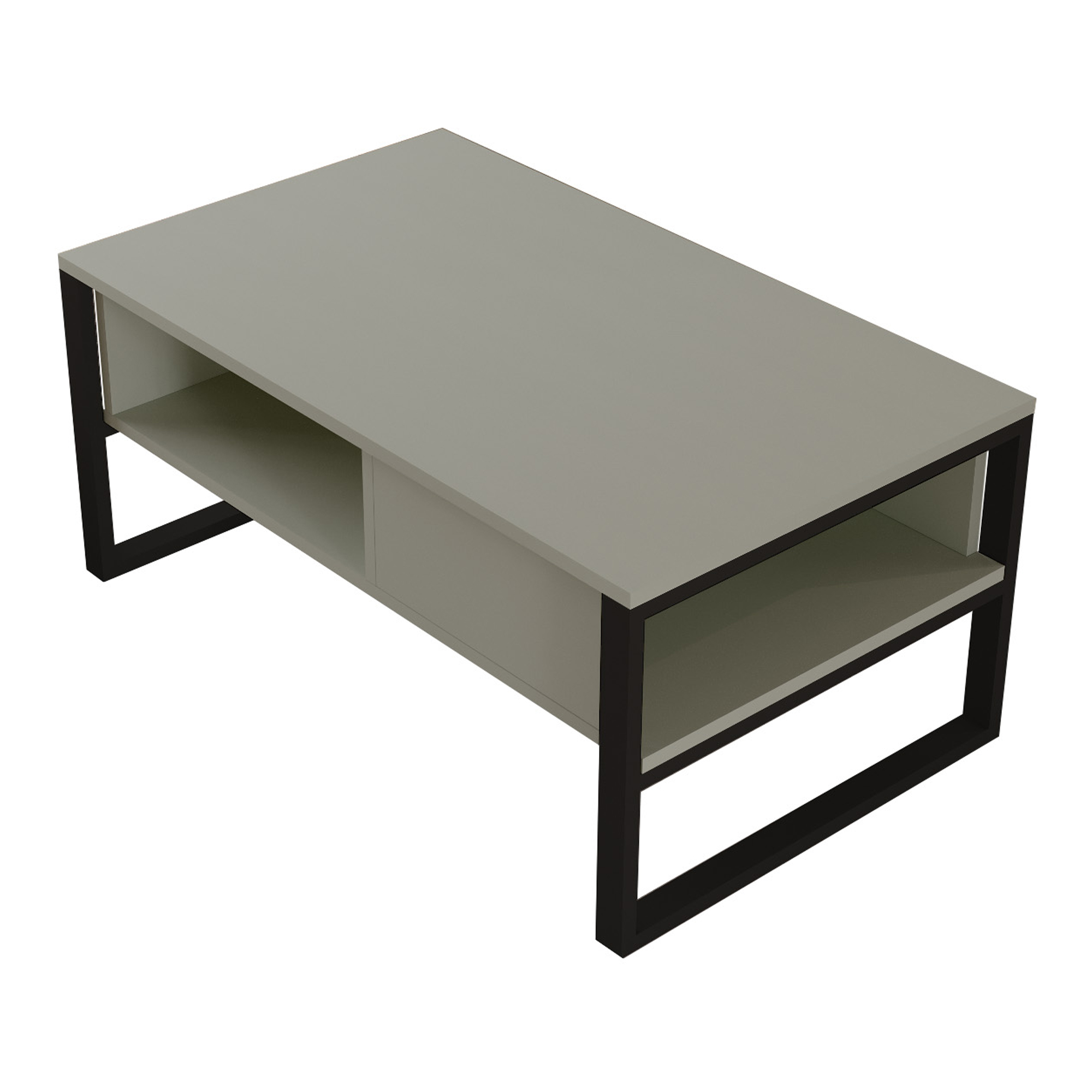 Mesa de centro laukaa retangular metal 100x60x45cm verde cinzento [en.casa]