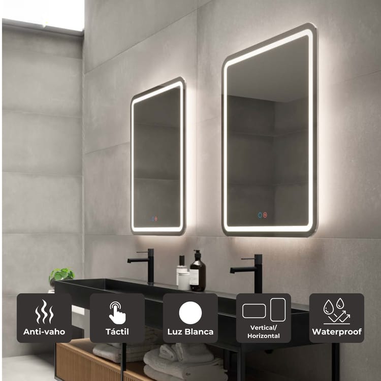 LEDimex-espelho grécia 70x80 LED cantos arredondados frontal