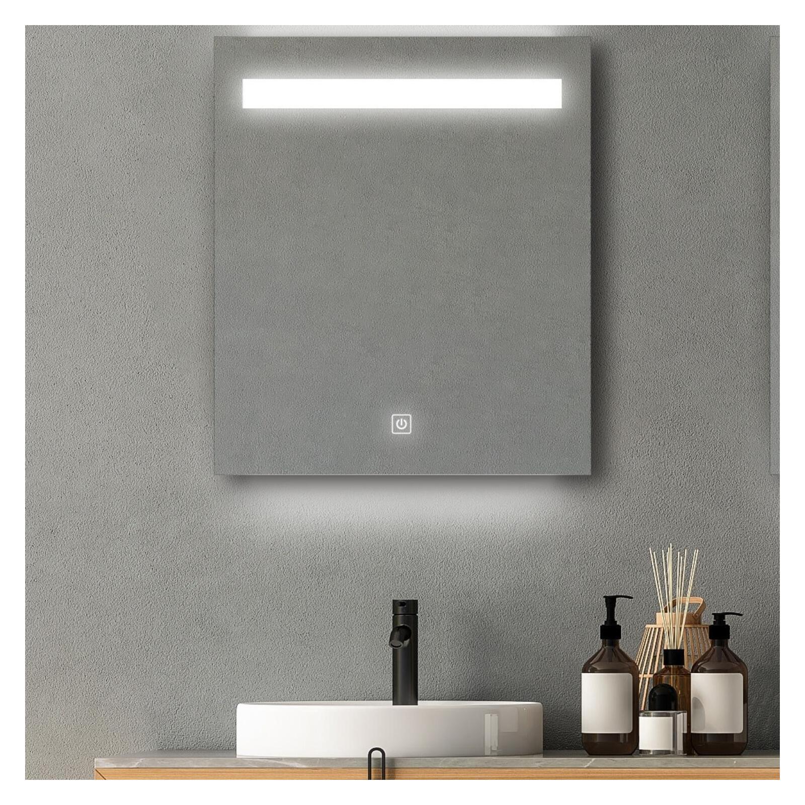 Espelho LED retangular l60/80cm de vidro prateado nova lux