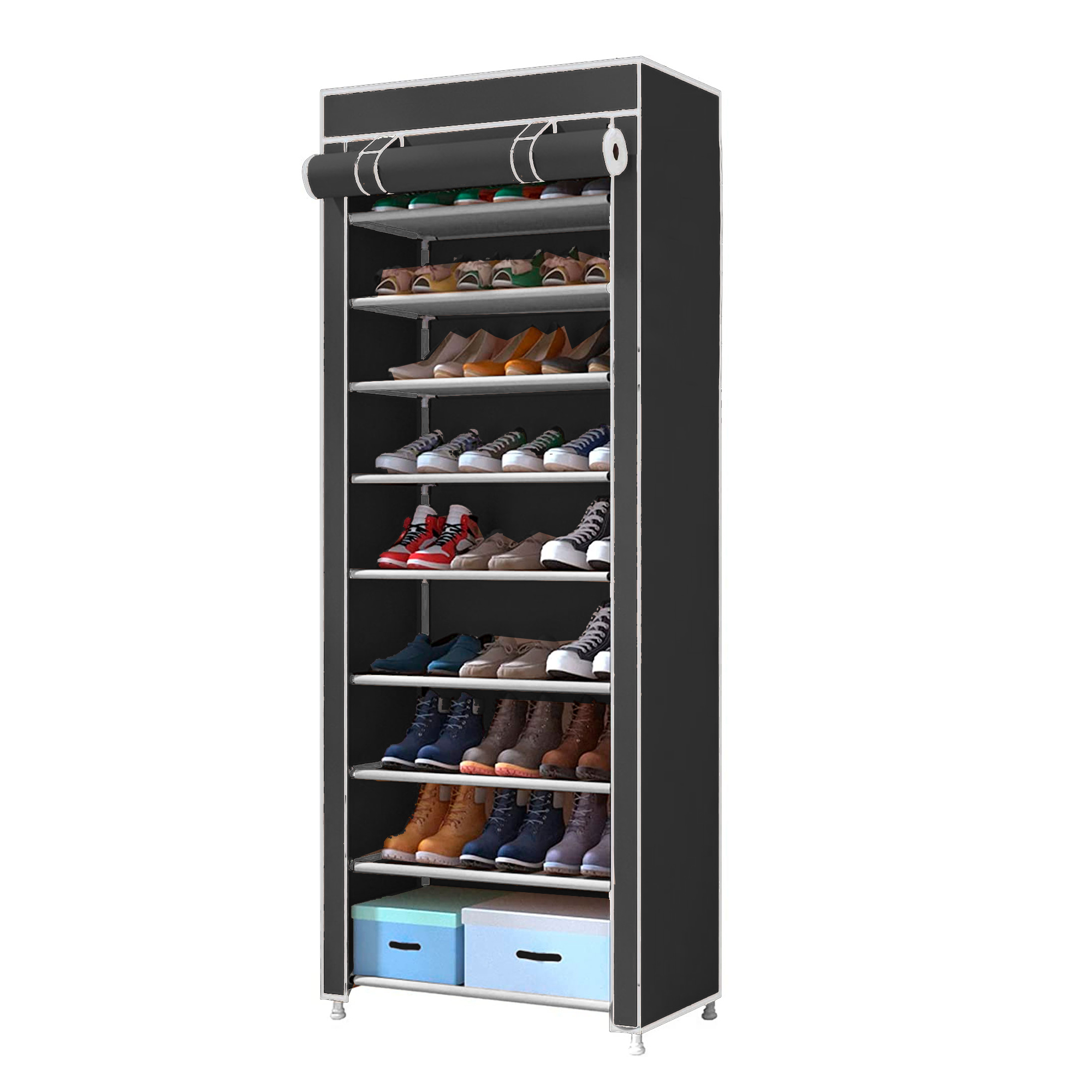 Armário para sapatos em tecido com porta nyana home 160x60x30 cm preto