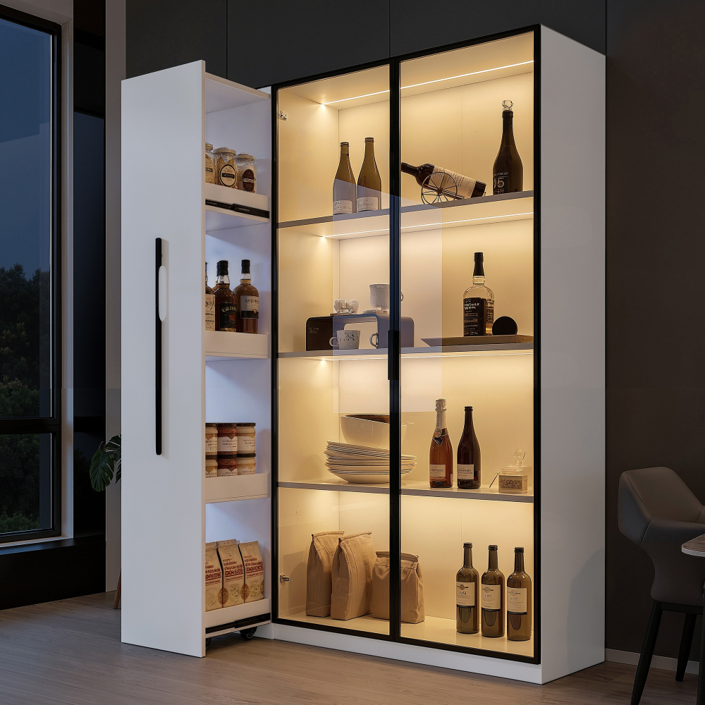 Vitrina com luz LED e saída lateral branco 160x110 5x35cm