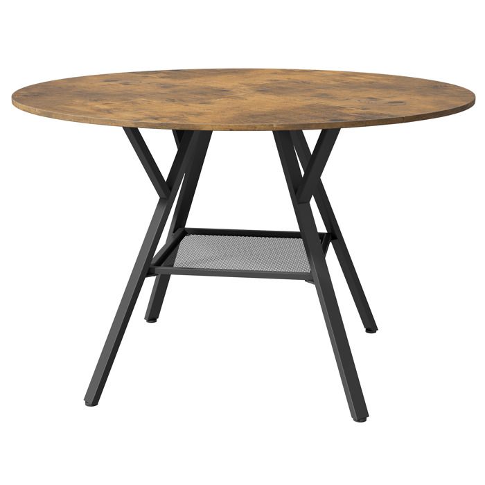 Mesa de jantar redonda marrom mdf metal 120 cm