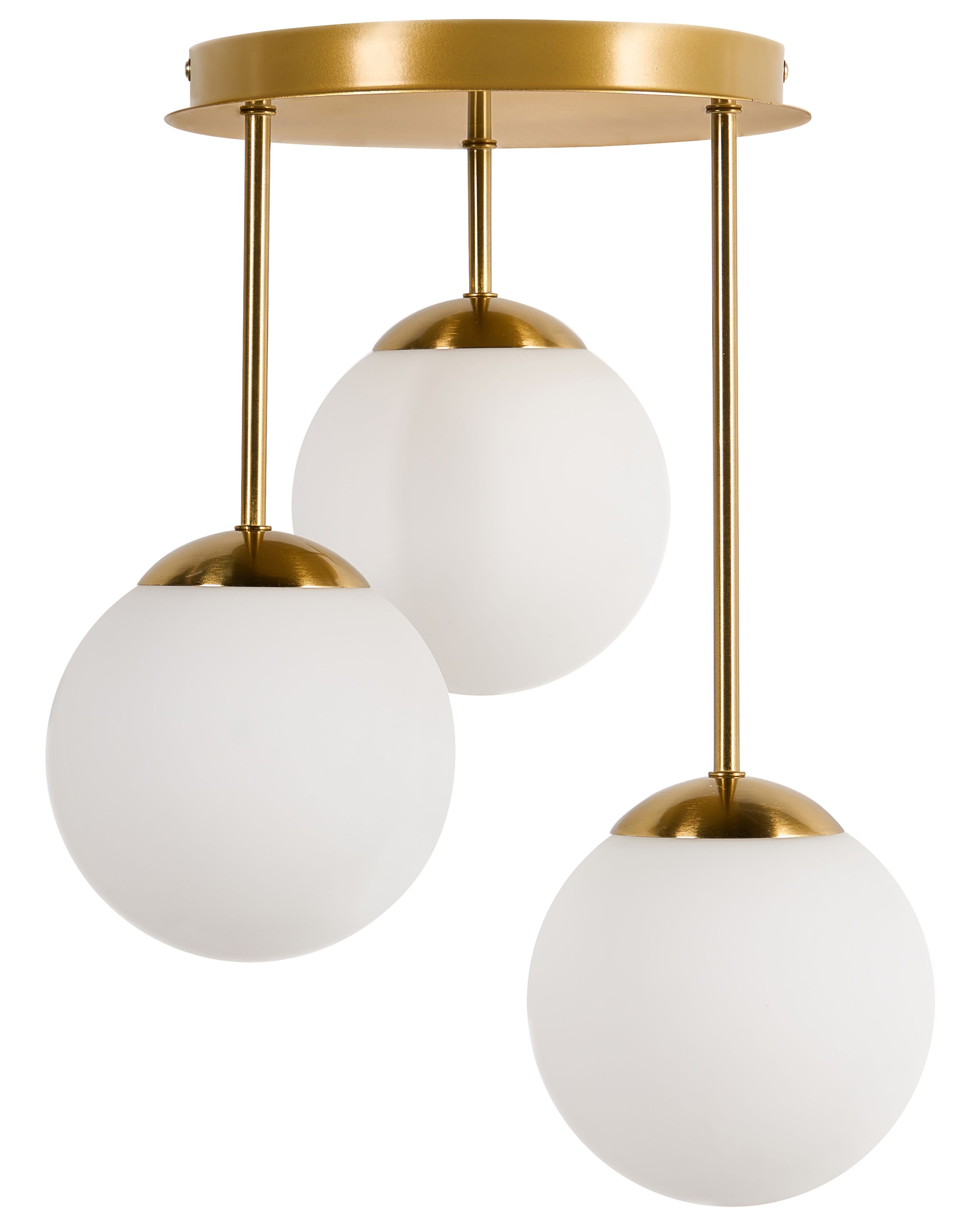 Candeeiro suspenso com 3 luzes riana vidro metal latão
