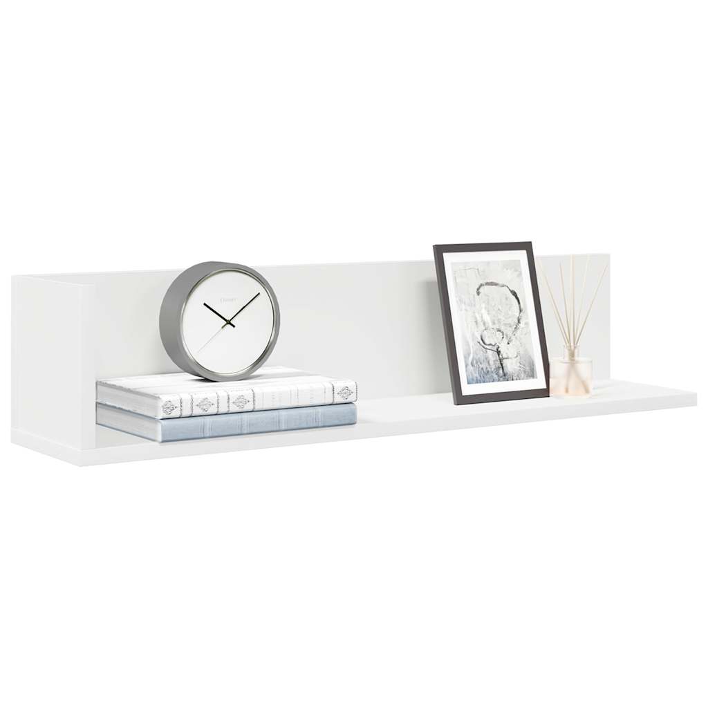 Estantes de parede 2pcs 75x16,5x16,5cm derivados madeira branco