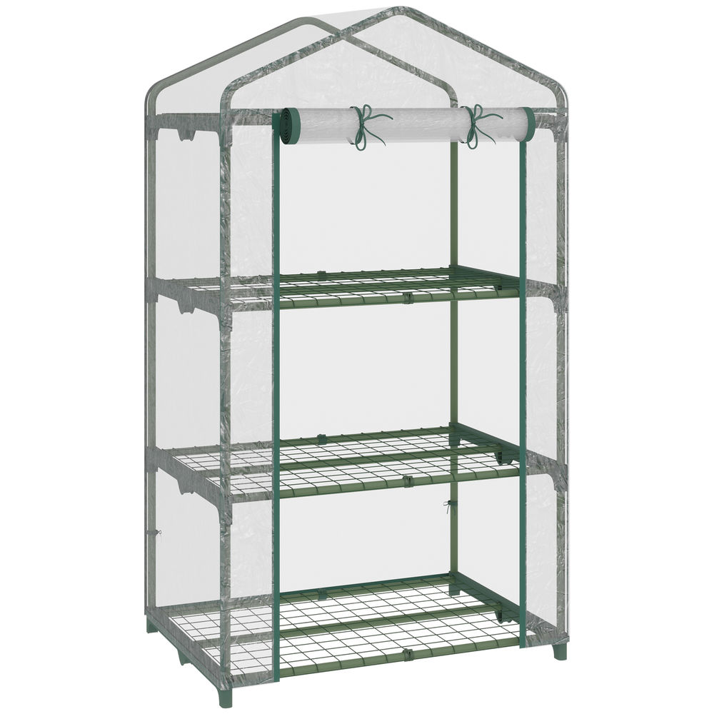 Mini estufa vertical de jardim 69 x 49 x 125 cm metal, PVC transparente